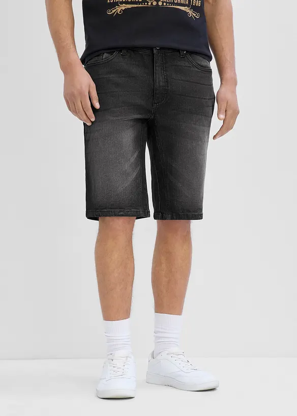 Bermudashorts i denim med stretch og forsterket skritt, Regular fit, bonprix