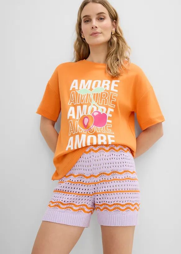 Strikket shorts i luftig bomull-/linmiks, bonprix