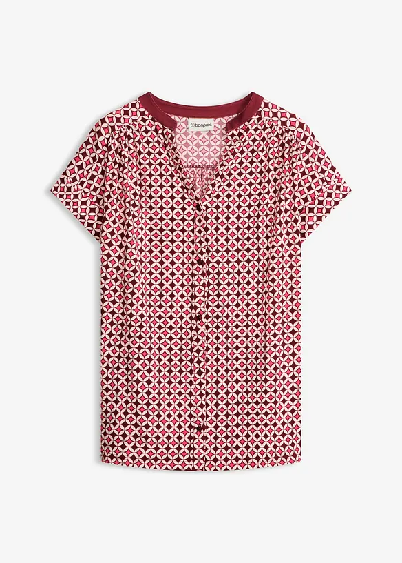 M&oslash;nstret jerseytopp med knapper, bonprix