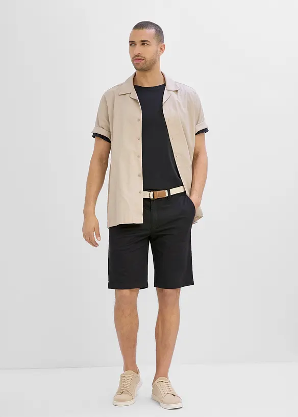 Bermudashorts med stretch og belte, Regular fit, bonprix