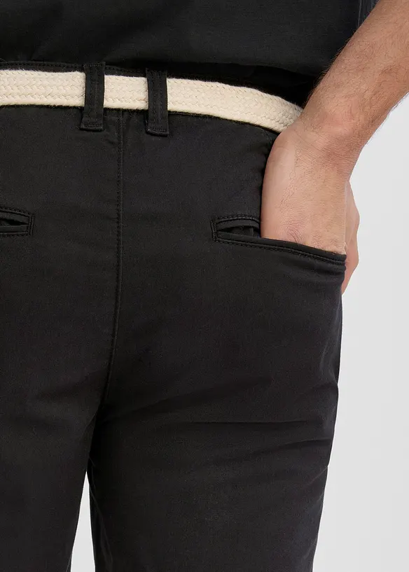 Bermudashorts med stretch og belte, Regular fit, bonprix