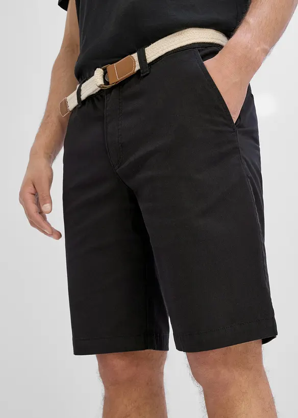 Bermudashorts med stretch og belte, Regular fit, bonprix