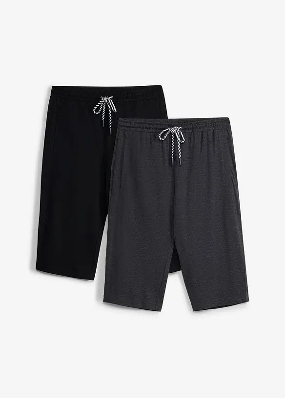 Lang jerseyshorts i 100% &oslash;kologisk bomull (2-pack), bonprix