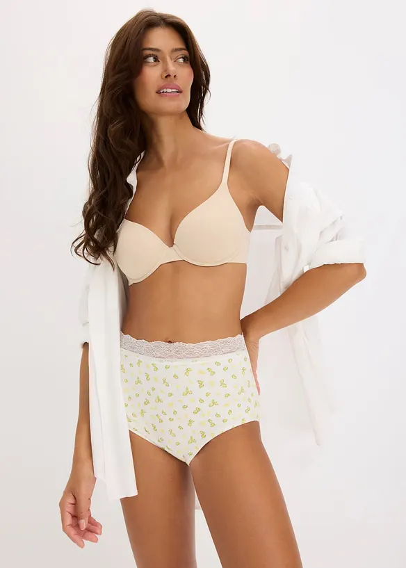 Truse med h&oslash;y midje og myk bomull (4-pack), bonprix