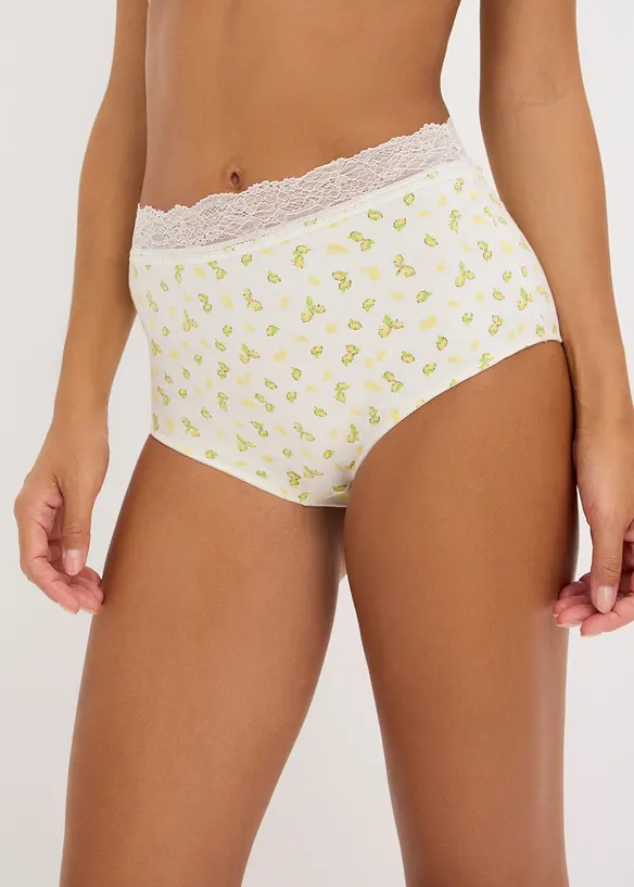 Truse med h&oslash;y midje og myk bomull (4-pack), bonprix