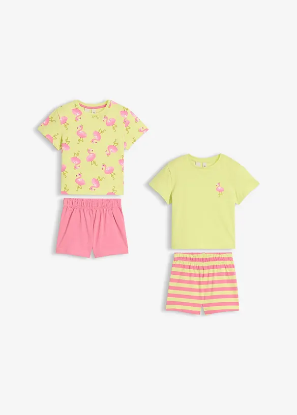 Kort pyjamas i 100% bomull (4-delt sett), bonprix