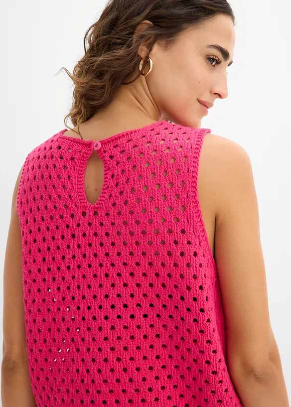 Topp i 100% bomull og heklet look, bonprix