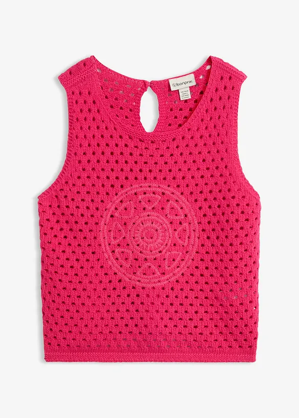 Topp i 100% bomull og heklet look, bonprix