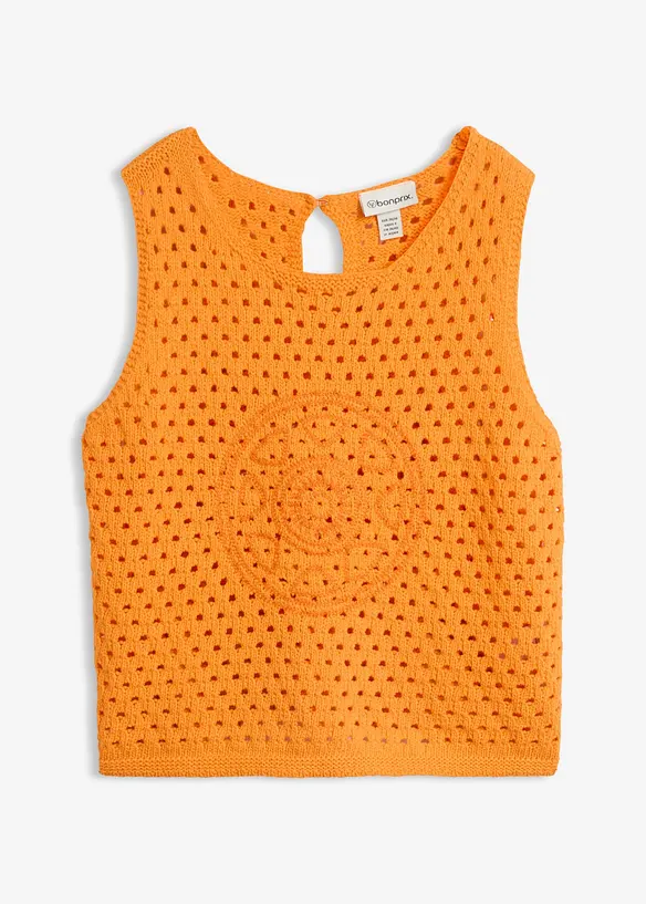 Topp i 100% bomull og heklet look, bonprix