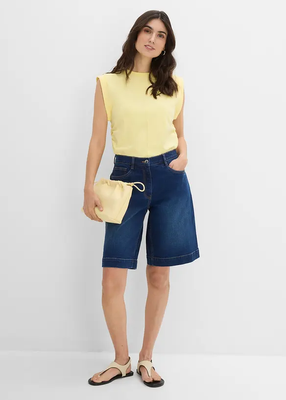 Jeans-bermudashorts Mid Waist av &oslash;kologisk bomull, bonprix
