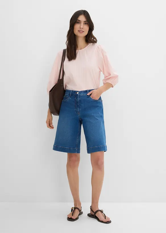 Jeans-bermudashorts Mid Waist av &oslash;kologisk bomull, bonprix