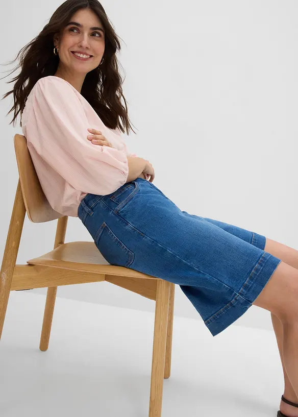 Jeans-bermudashorts Mid Waist av &oslash;kologisk bomull, bonprix