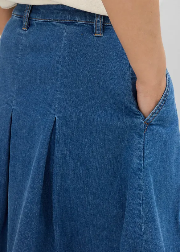 Jeansskj&oslash;rt Mid Waist, folder, bonprix