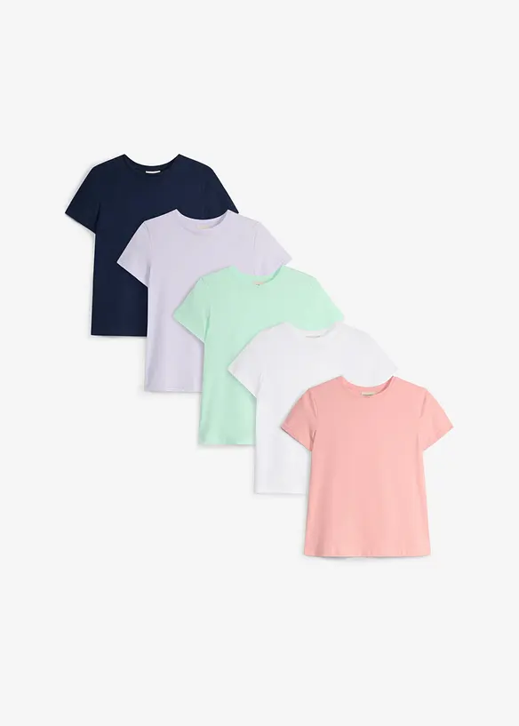 Topp i 100% &oslash;kologisk bomull (5-pack), bonprix