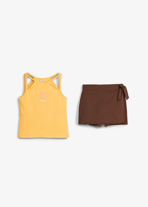 Topp av 100% &oslash;kologisk bomull og skorts (2-delt sett), bonprix