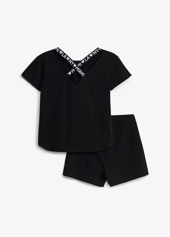Topp og shorts av elastisk, &oslash;kologisk bomullsmiks (2 deler), bonprix