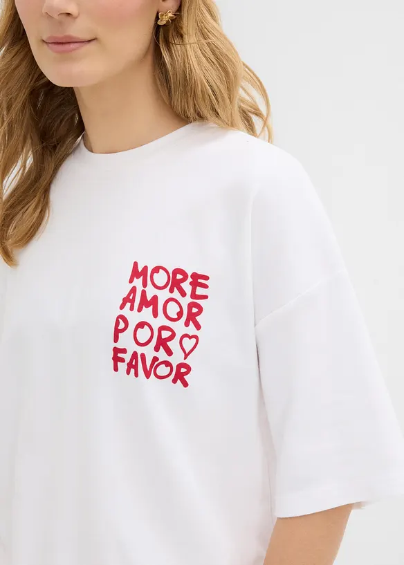 Oversized topp av 100% &oslash;kologisk bomull, bonprix
