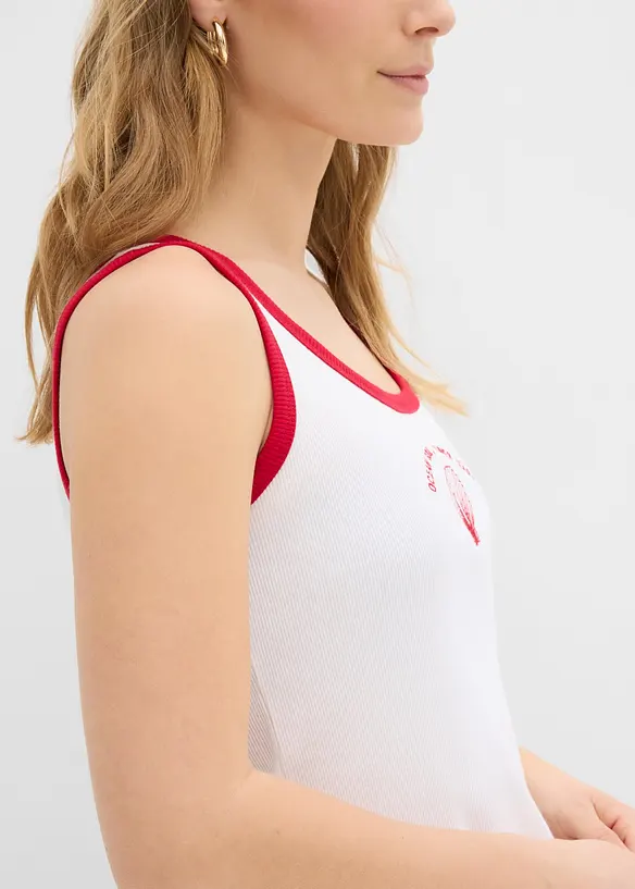 Ribbet topp i 100% &oslash;kologisk bomull, bonprix