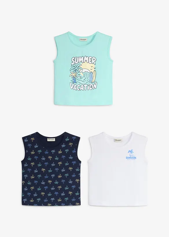Singlet av 100% &oslash;kologisk bomull (3-pack), bonprix
