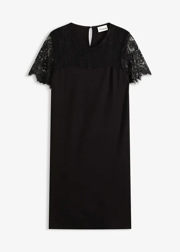 Jerseykjole med blonder, bonprix