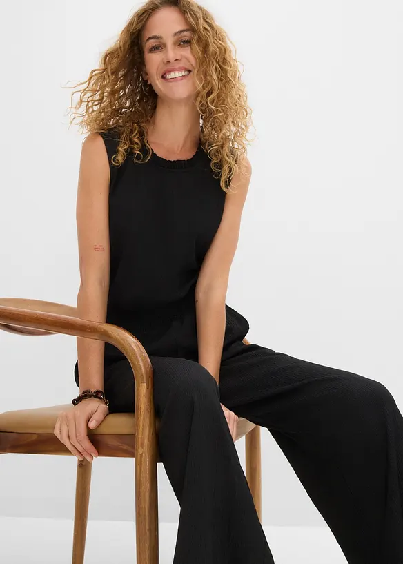 Jersey jumpsuit av strukturert krepp, bonprix