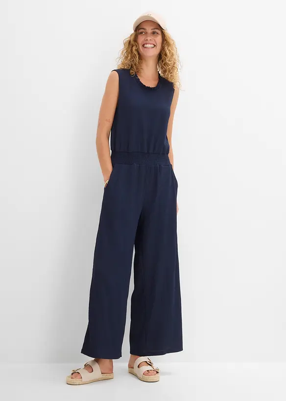 Jersey jumpsuit av strukturert krepp, bonprix