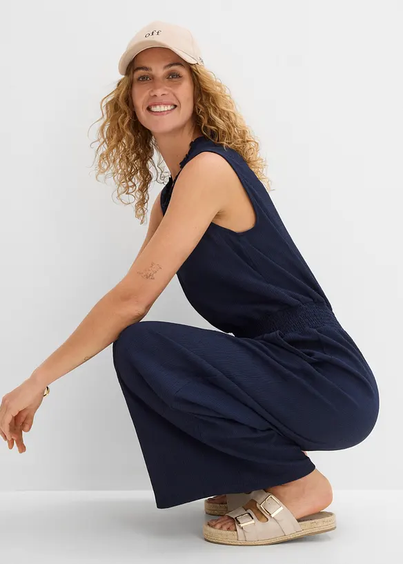 Jersey jumpsuit av strukturert krepp, bonprix