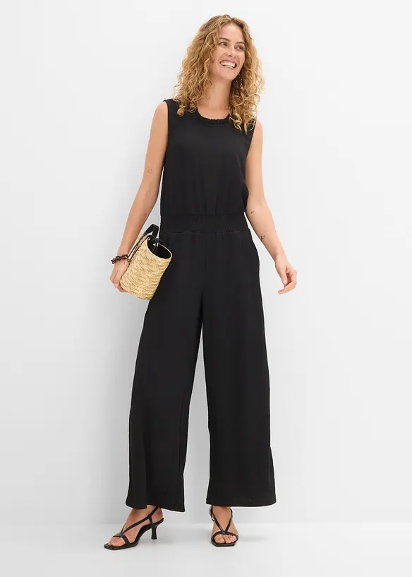 Jersey jumpsuit av strukturert krepp, bonprix