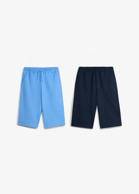 Sweat bermudashorts i 100% &oslash;kologisk bomull, Loose fit (2-pack), bonprix