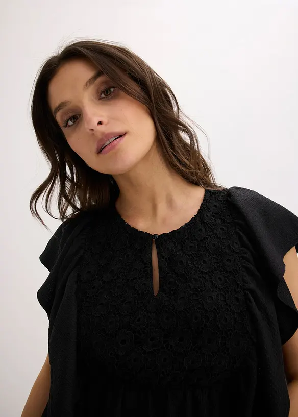 Trikotbluse i strukturert krepp, bonprix
