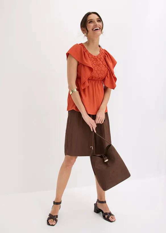 Trikotbluse i strukturert krepp, bonprix
