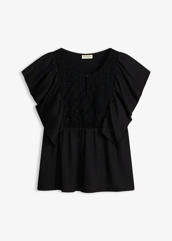 Trikotbluse i strukturert krepp, bonprix