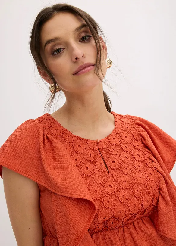 Trikotbluse i strukturert krepp, bonprix
