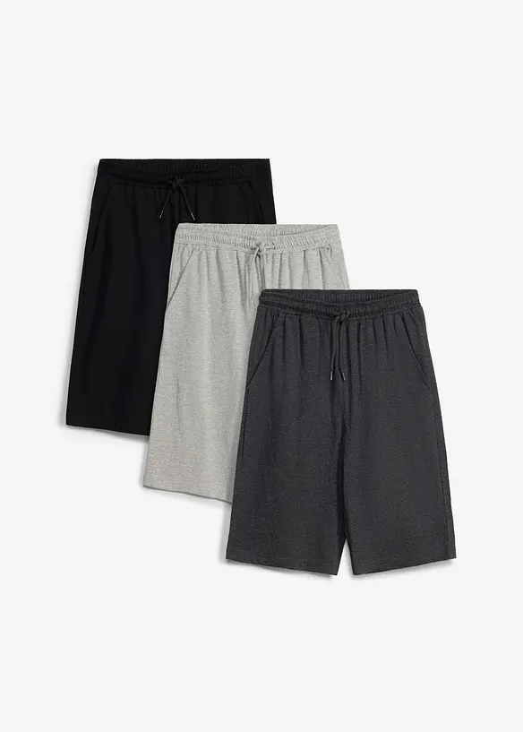 Sweat bermudashorts med &oslash;kologisk bomull (3-pack), bonprix