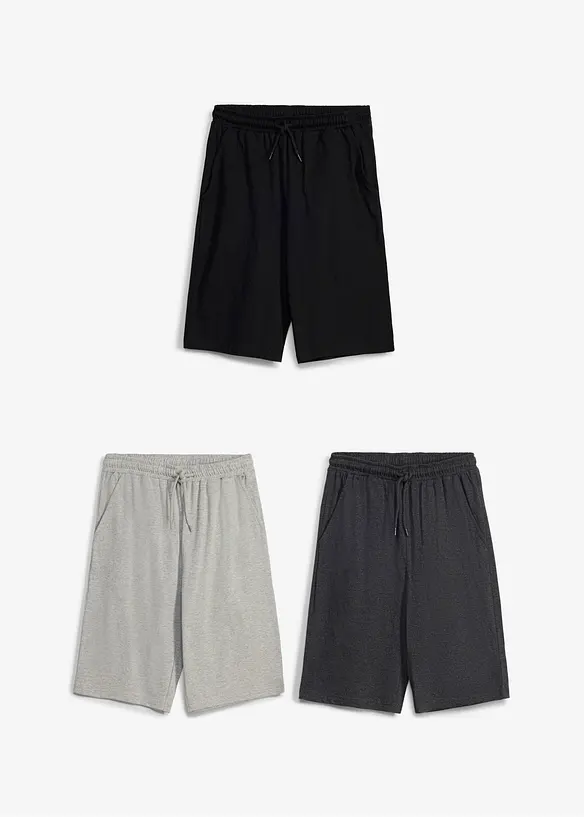 Sweat bermudashorts med &oslash;kologisk bomull (3-pack), bonprix
