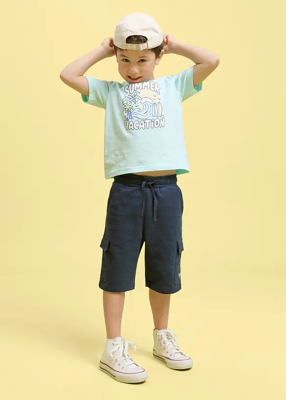 Sweat bermudashorts i cargomodell og 100% &oslash;kologisk bomull, bonprix
