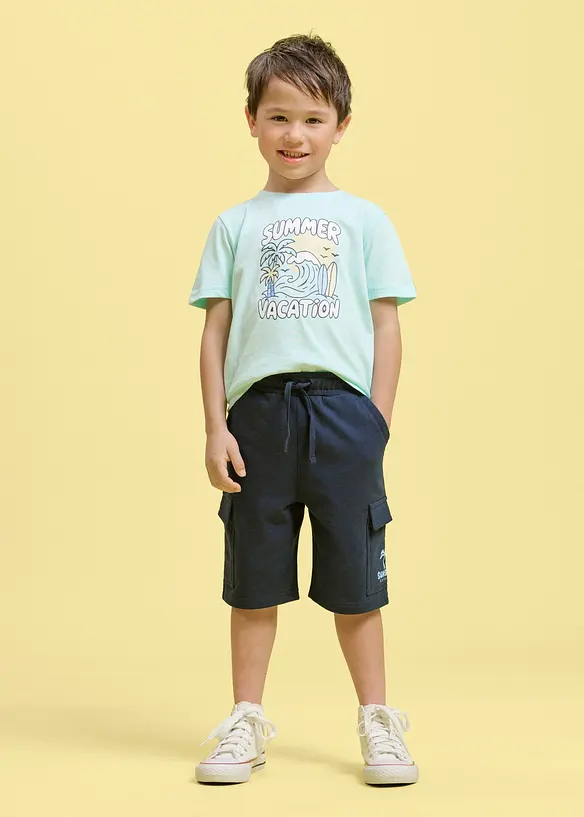 Sweat bermudashorts i cargomodell og 100% &oslash;kologisk bomull, bonprix