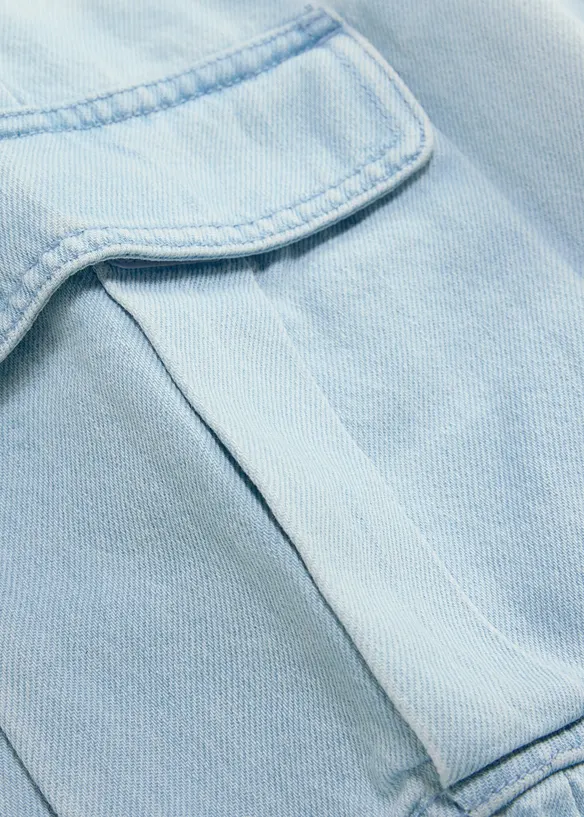 Lang bermudashorts i denim med regulerbar linning, Baggy fit, bonprix