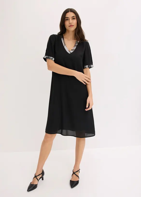 Chiffonkjole med paljetter, bonprix