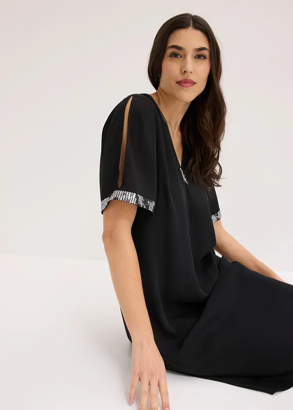 Chiffonkjole med paljetter, bonprix