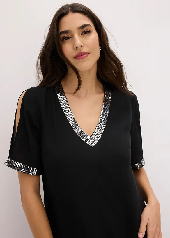 Chiffonkjole med paljetter, bonprix