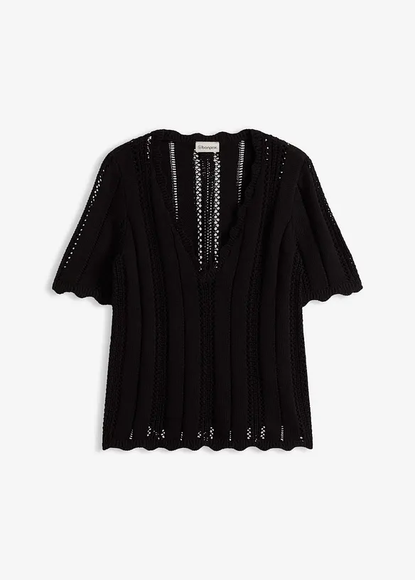 Strikket topp med dyp utringning, bonprix