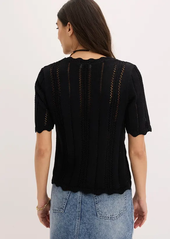 Strikket topp med dyp utringning, bonprix