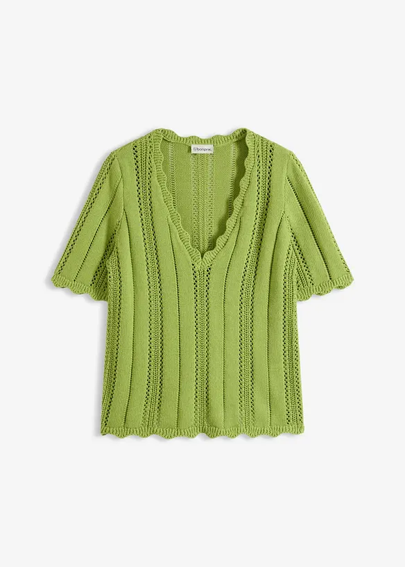 Strikket topp med dyp utringning, bonprix