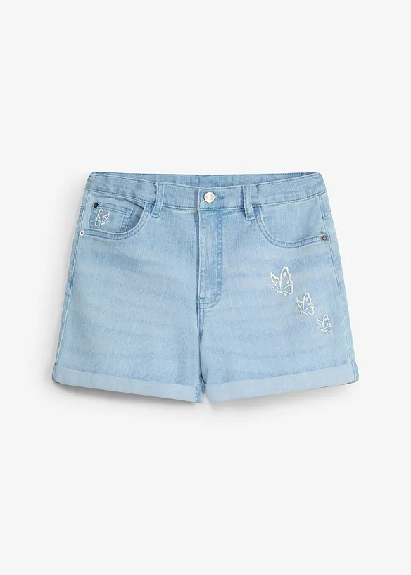 Jeansshorts Mid Waist med &oslash;kologisk bomull, bonprix