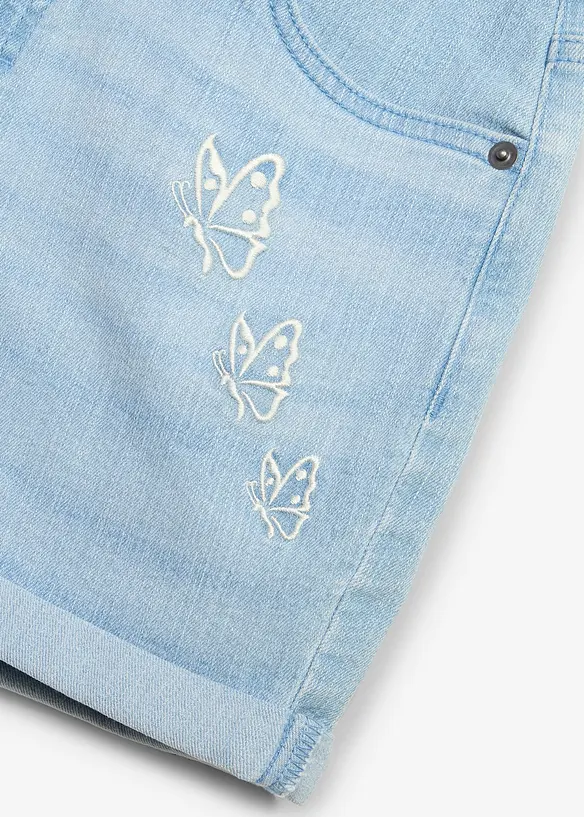 Jeansshorts Mid Waist med &oslash;kologisk bomull, bonprix