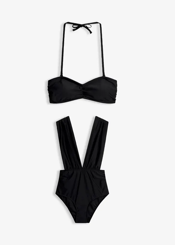 Badedrakt + bandeau-bikinioverdel (2-delt sett), bonprix