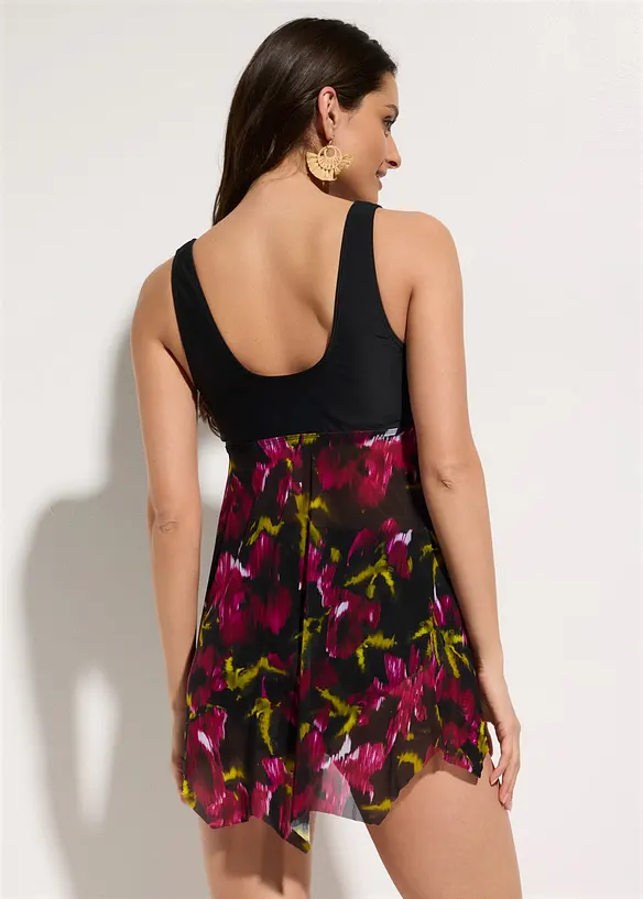 Lang tankini med m&oslash;nstret mesh, bonprix