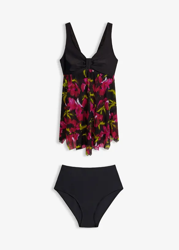 Lang tankini med m&oslash;nstret mesh, bonprix