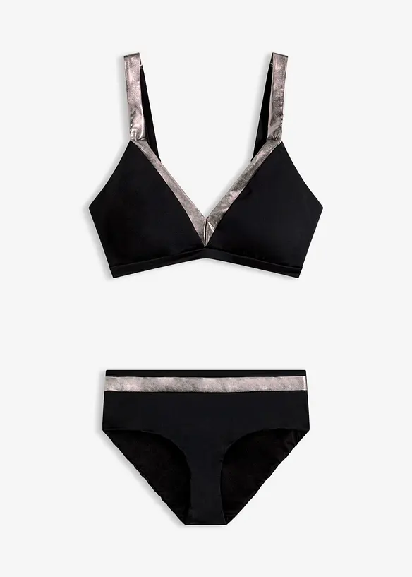 Bikini med s&oslash;lvfargede detaljer, bonprix
